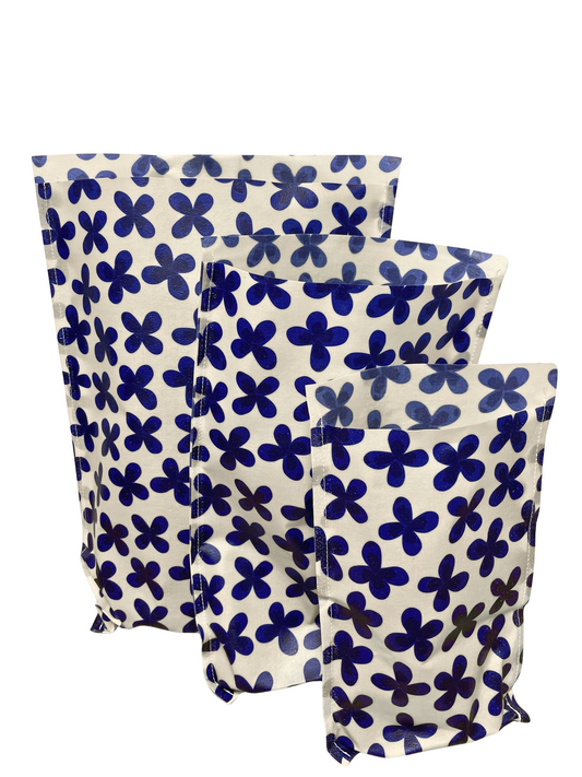 Bivaxpåsar Alva 3-pack med blå blommor