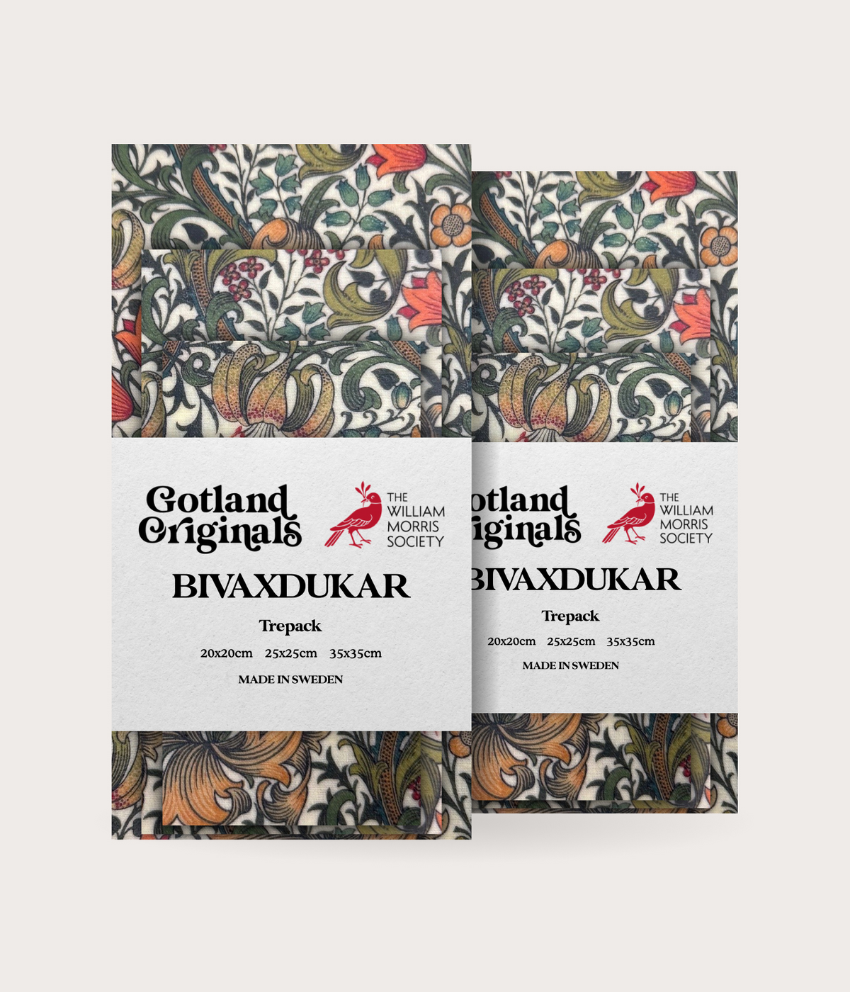 William Morris bivaxduk i sexpack, mönster Golden Lily
