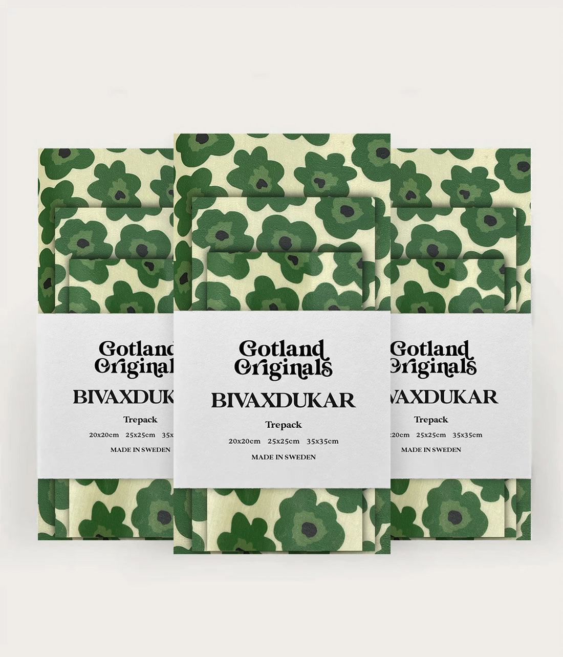 Bivaxduk Ekeby 9-pack med gröna blommor